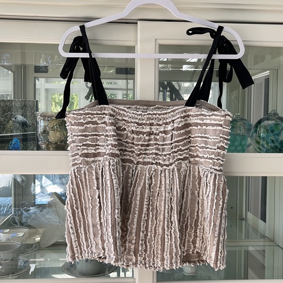 Anthropologie Maeve Soeli Fringe Crop Tank Top Texture Size Medium - Picture 6 of 10